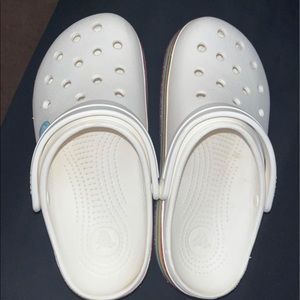 White, rainbow side crocs